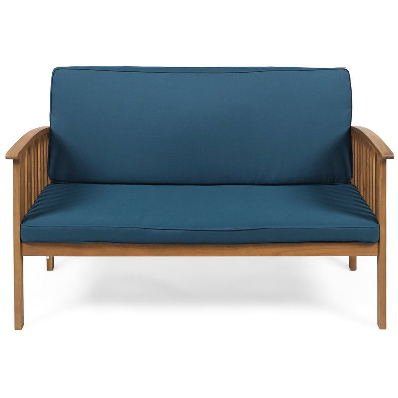 Causeuse en bois riche avec coussins confortables pour la cour, 40,94 lb de poids, Sarcelle, Brun