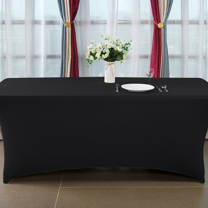 Stretch Solid Color Wedding Tablecloth, 96" L x 30" W, Black