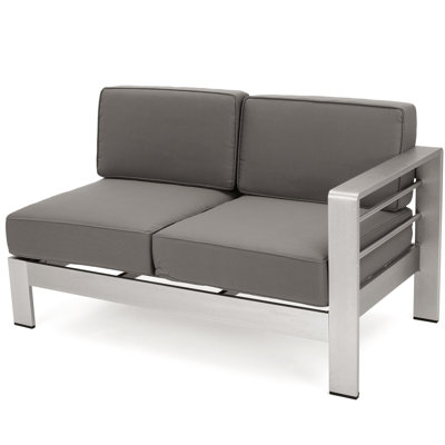 4 - Person Aluminum Outdoor Sectional Patio With Precise Lines, Versatile Frame, Non Porous Cushion Material, 27.5” D Corner Depth Chat Rust Easy To Clean Cushions, Khaki Main Color, 24.50” H Overall