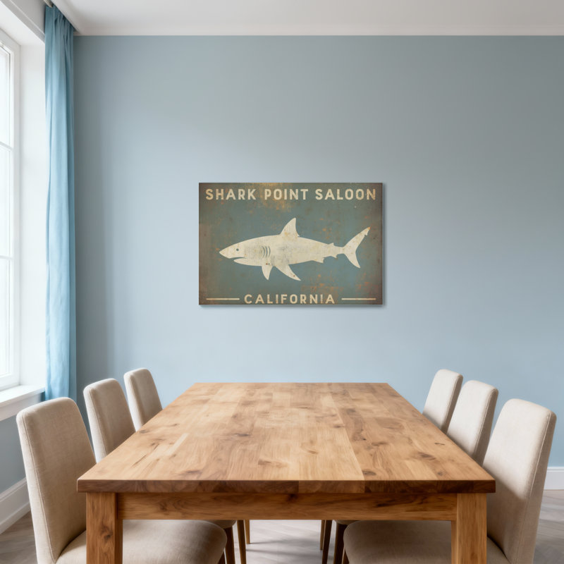 Animals Shark Point Saloon California Sign, 16" H x 24" W