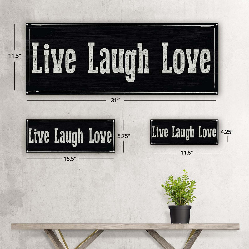 Plaque murale décorative «Live Laugh Love», H 4,25 po x l 11,5 po x P 0,04 po
