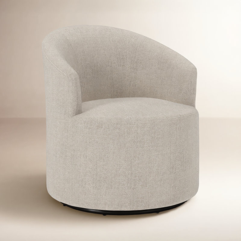 Fauteuil demi-tonneau pivotant rembourré Deryn, Chenille texturée Monique