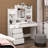 Makeup Vanity Desk With Mirror And Lights,Vanity Table Set With 6 Drawers & Sliding Mirror & Storage Shelves,3 Lighting Modes Brightness Adjustable,Vanity Dressing Table