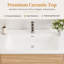 Meuble-lavabo autoportant de 91 cm (36 po), armoire en bois naturel, lavabo encastré en céramique blanche avec trop-plein, 2 grands tiroirs et espace de rangement ouvert en bas, meuble de rangement moderne pour salle de bain