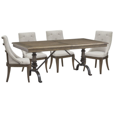 Extendable Rectangular Dining Table With 4 Arm Chairs