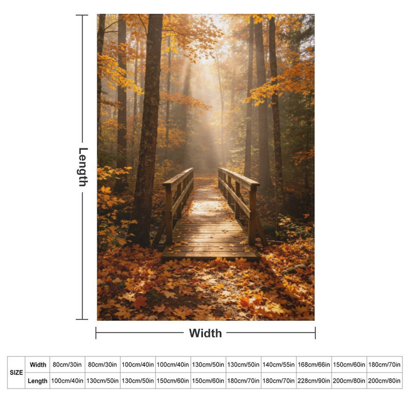 Jeté en flanelle Autumn Forest Bridge, 60 x 80 po