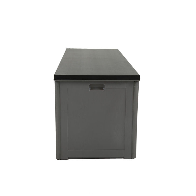 Charles Bentley 143.5cm W 390L Water Resistant Plastic Lockable Deck Box in Grey/Black