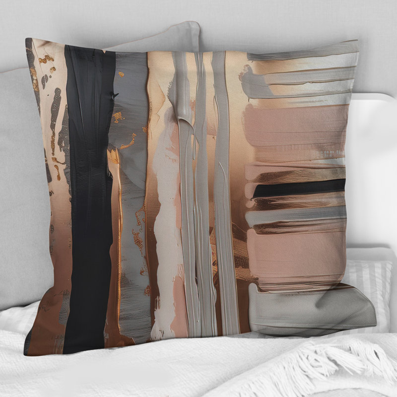 Or rose et formes roses en I contemporain - Coussin décoratif imprimé abstrait