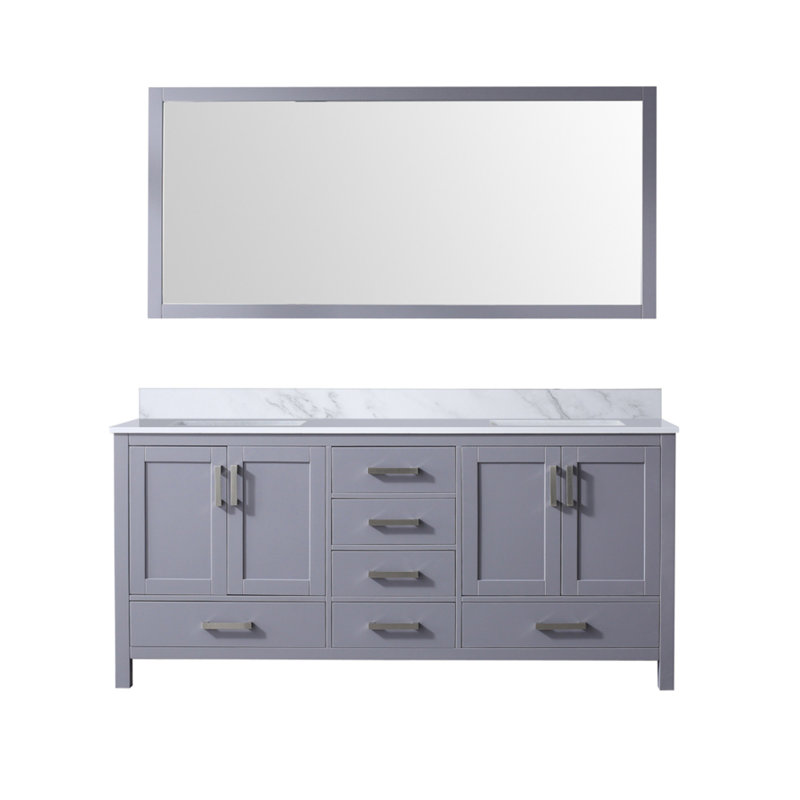 Double Bath Vanity with Cultured Marble Top, Dark Gray
