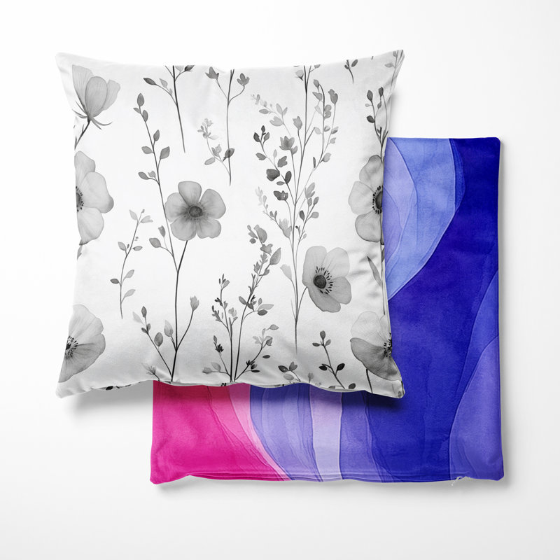Coussin 2 pièces Floral, H 18 po x l 18 po