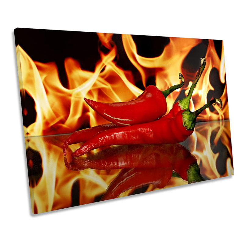 Red Hot Chilli Flames - Wrapped Canvas Print, 30.5cm H x 45.7cm W x 2cm D