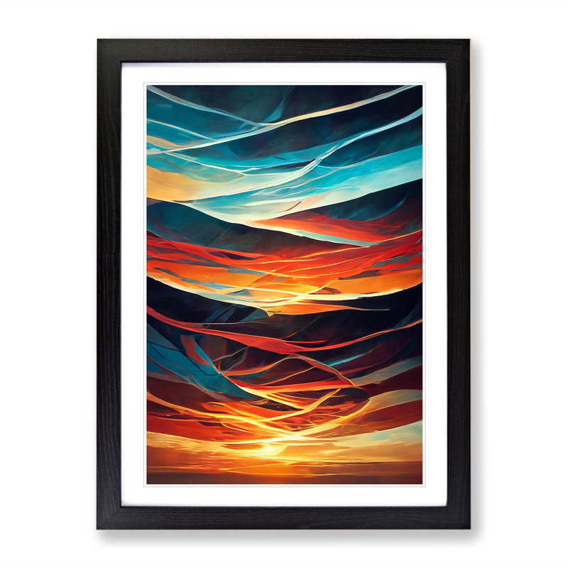 Sunset No.3 - Single Picture Frame Print, Black , 64cm H x 46cm W x 2cm D