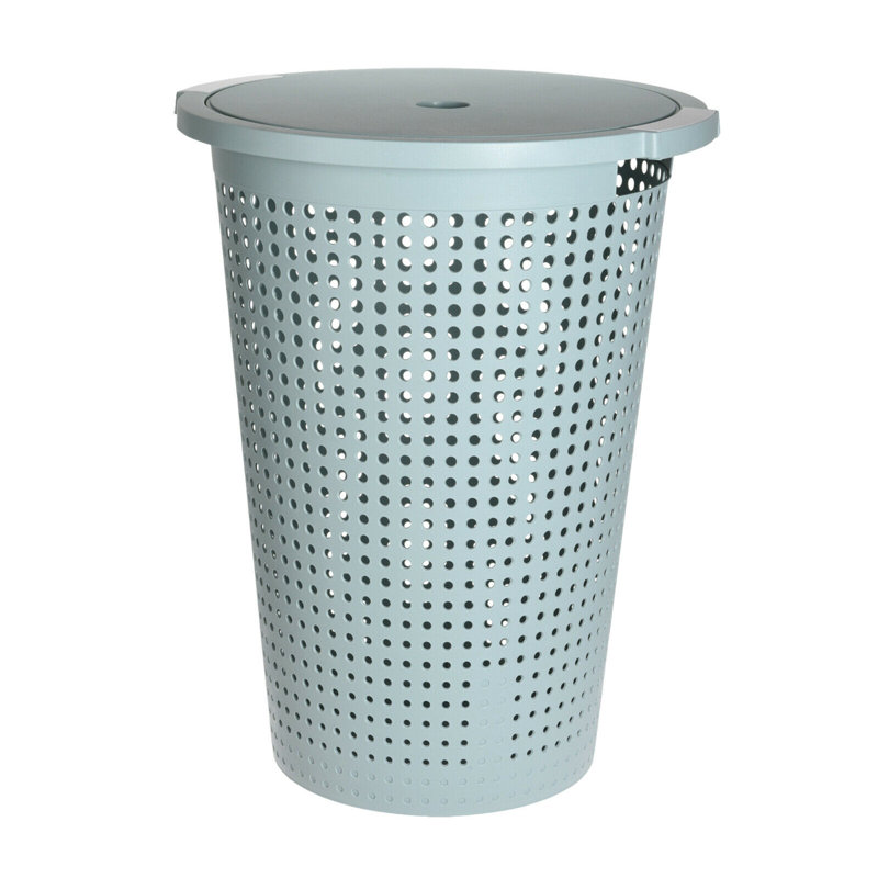 Plastic Laundry Bin with Handles, Teal
