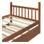 Lit simple en bois avec lit gigogne simple, noyer