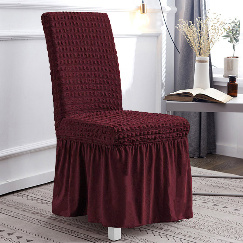 Box Cushion Dining Chair Slipcover, Wine Red