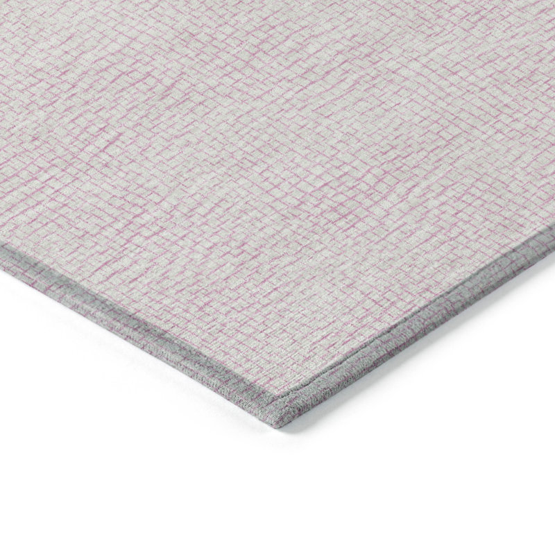 Pink Flat Woven Synthetic Washable Area Rug 46" x 30"