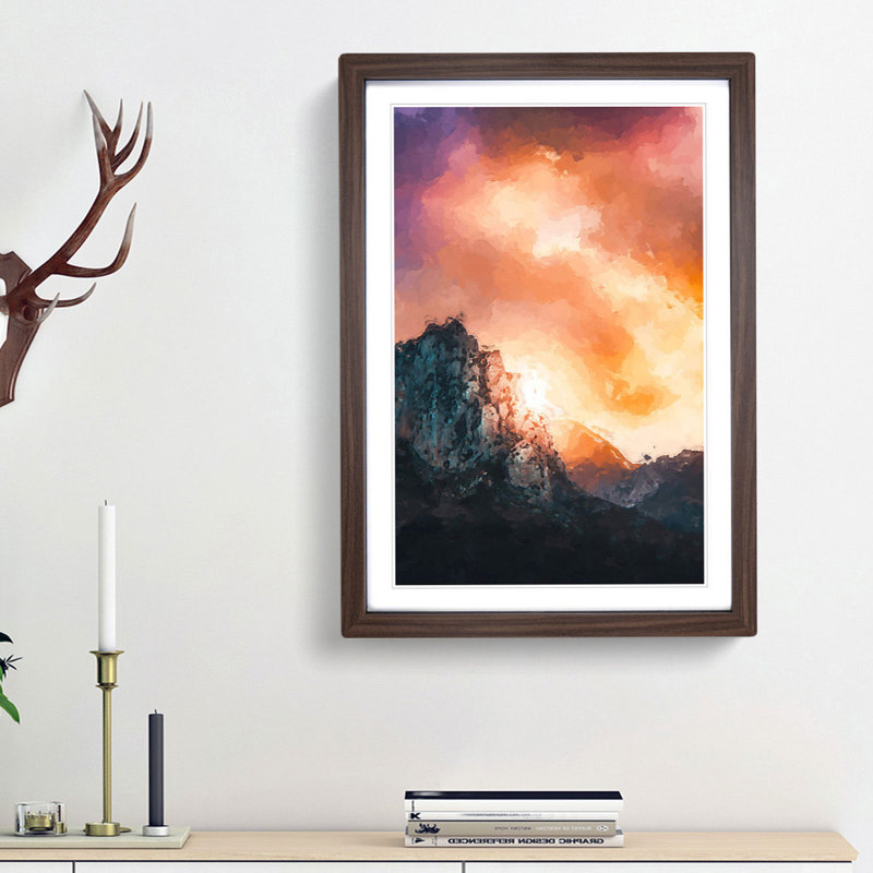 Mountains in Morocco in Abstract - Framed Print, 87cm H x 62cm W x 2cm D, Walnut Framed