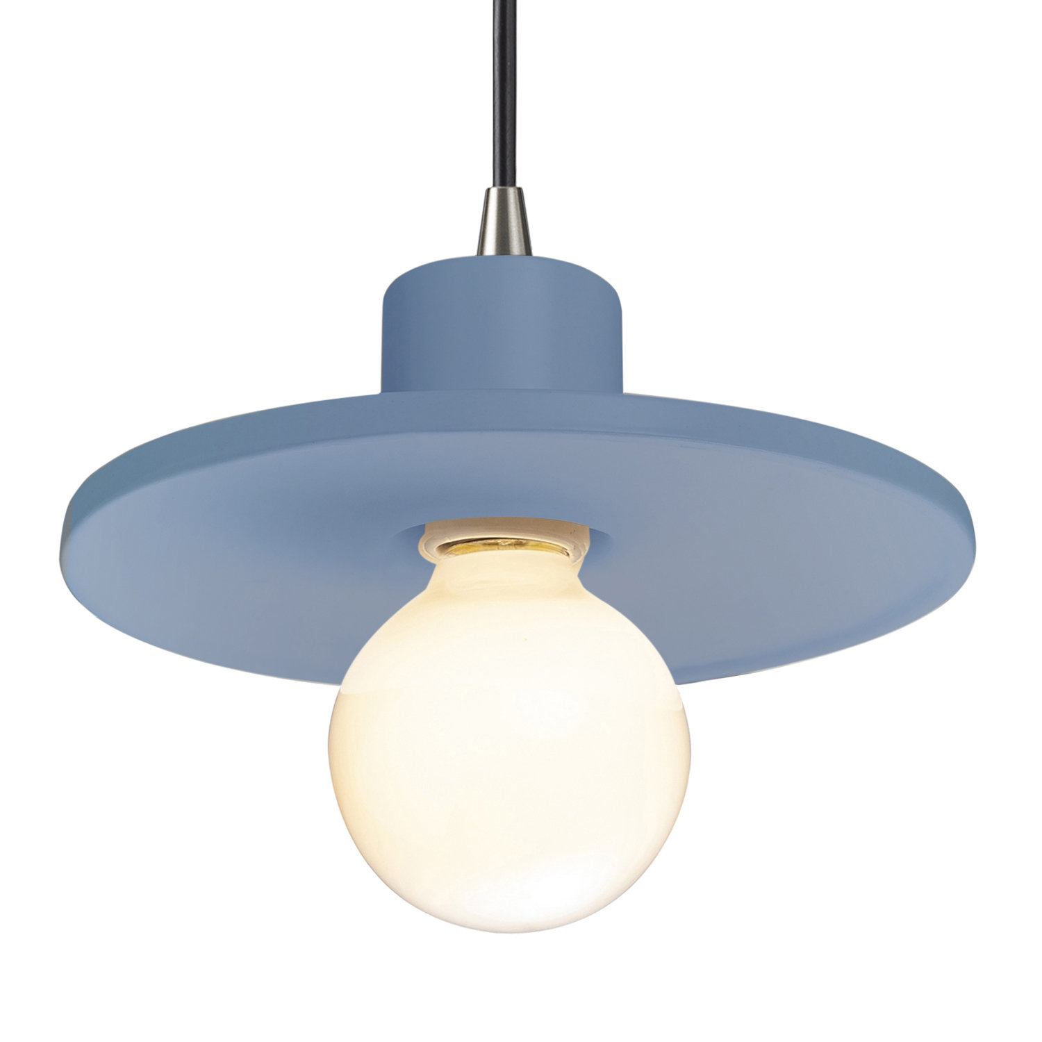 Marlena Dimmable Single Light Pendant, Sky Blue, Brushed Nickel