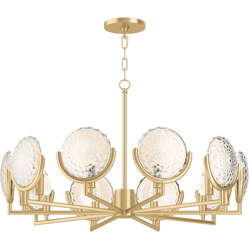 Arendela 10 - Light Sputnik Modern Linear Chandelier, Brushed Brass