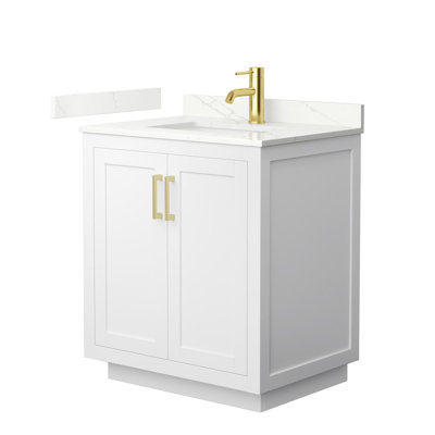 Meuble-lavabo simple autoportant de 30 po avec plateau en quartz Miranda