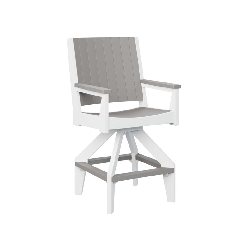 Berlin Gardens Mayhew Regular Top With White Base Chat Swivel Bar Chair, Light Gray, 25.5"