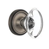 Classic Rosette with Oval Clear Crystal Door Knob