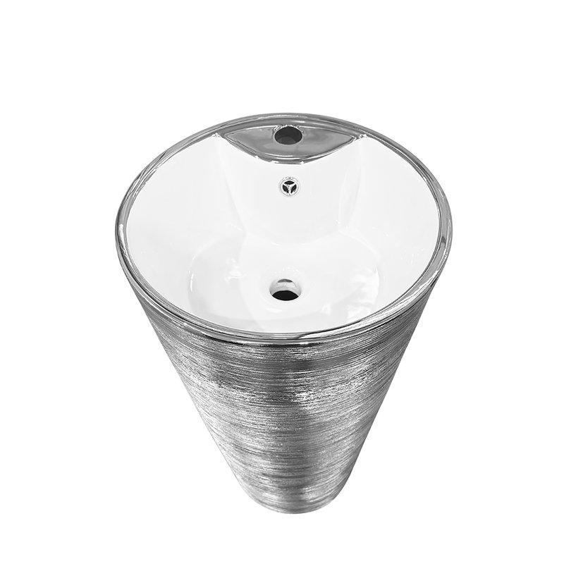 Stanley 16" Textured Silver Freestanding Pedestal Basin In Ceramic