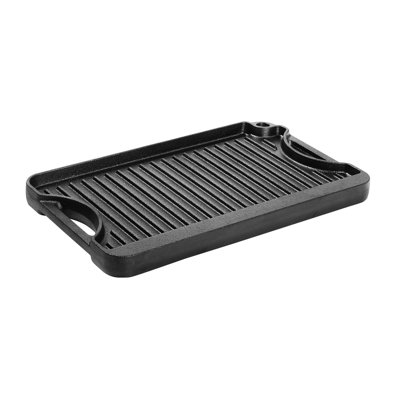 Plaque chauffante réversible en fonte pré-assaisonnée - Batterie de cuisine pour barbecue robuste avec poignées ergonomiques 14 po x 8,5 po