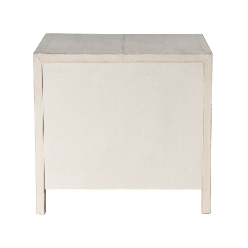 Modern Lira 30" Wide Universal Grey Leather Wrapped Two Drawer Nightstand