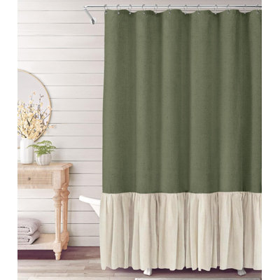 Handcrafted Ruffle Shower Curtain, Ruched Microfiber Bath Curtain With Bow Tie Design For Elegant Bathroom Decor