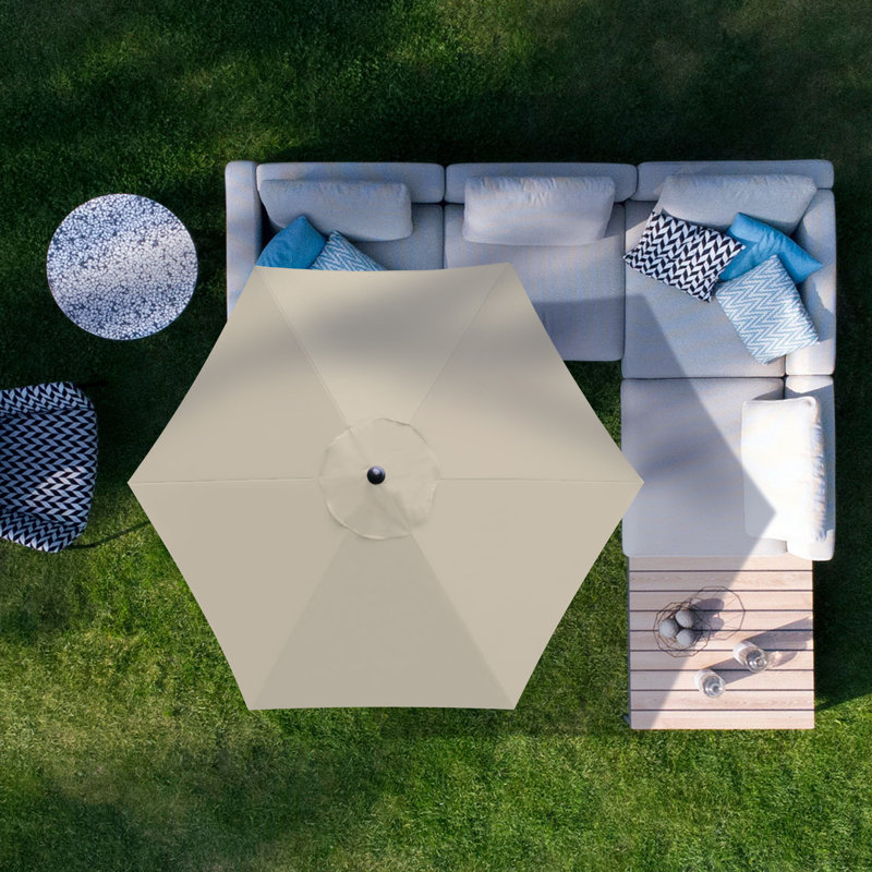 Housse de remplacement pour parasol de terrasse de 7,5 pi avec 6 couvertures de marché (pavillon seulement), Beige