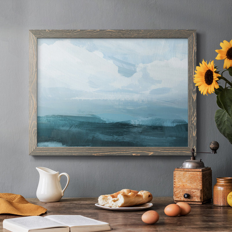«Azure Rising III», reproduction d'art sur toile simple, Cadre simple gris, H 22 po x l 32 po x P 1,5 po