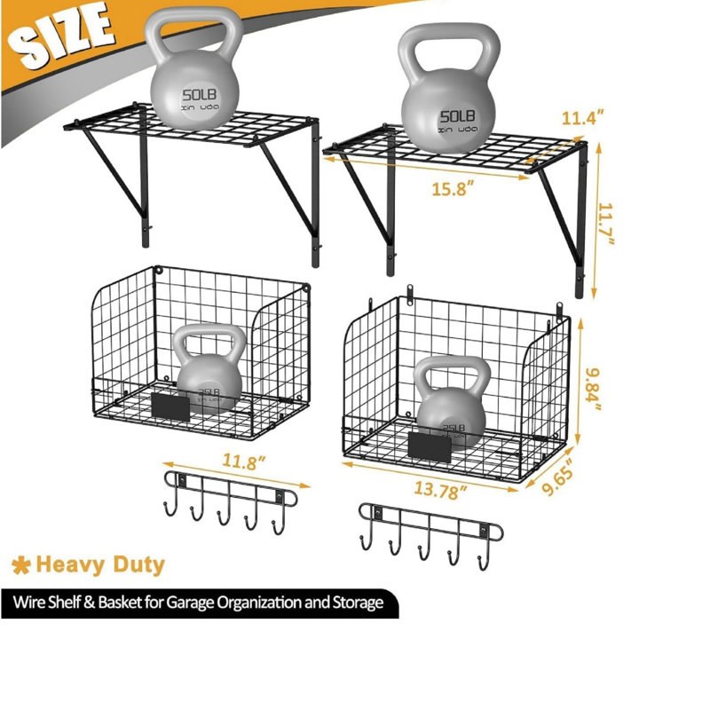 35cm W Metal Wall Mounted Shelving Unit