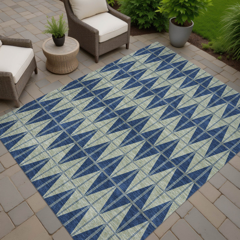 Machine Washable Indoor/Outdoor Kugler ACN2415 Geometric Rug, Rectangle 10' x 14'