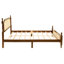 Élégant grand lit avec tête et pied, bois de pin, apparence de noyer, caractéristiques de style grand lit stable, pin, abat-jour, espace sous le lit-1283497814