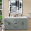 Comptoir de salle de bain 60 po x l 22 po x P 60 po avec comptoir en pierre en résine et lavabo double avec comptoir pré-percé