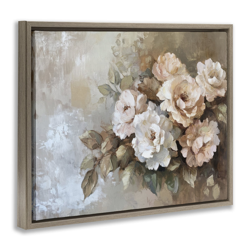  "Pastel Budding Blooms" par Petal Prints Design, Cadre flottant orme Montalcino, H 17 po x l 21 po