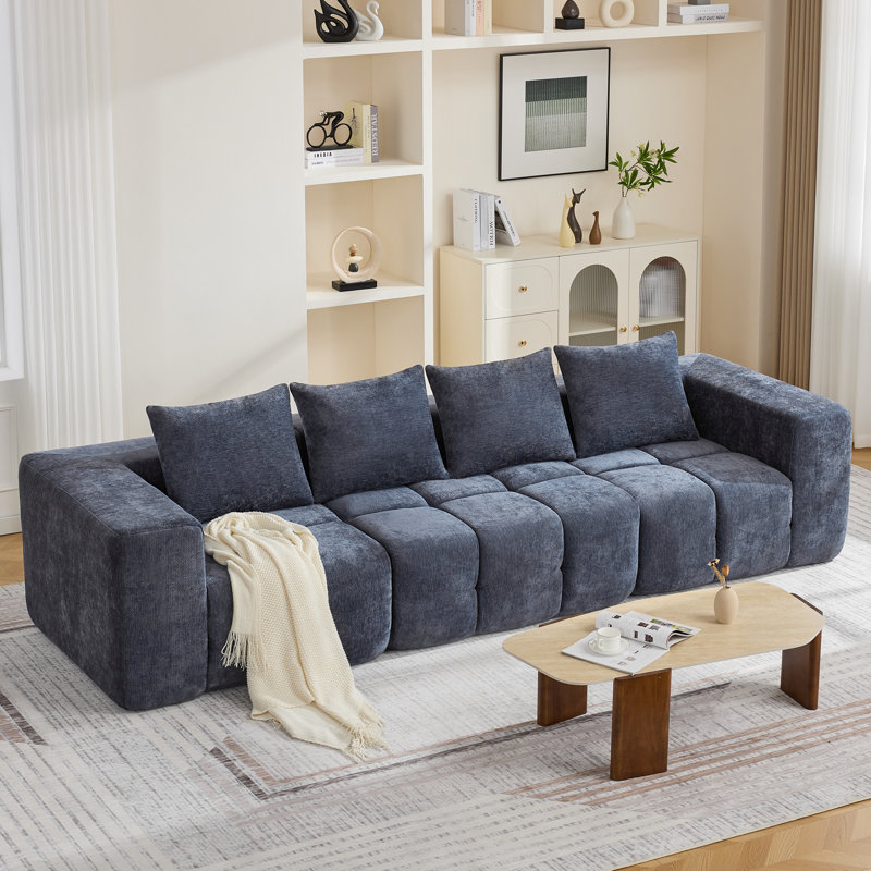 Causeuse modulaire avec accoudoirs l 12,4 po, canapé sans cadre, Bleu, 3