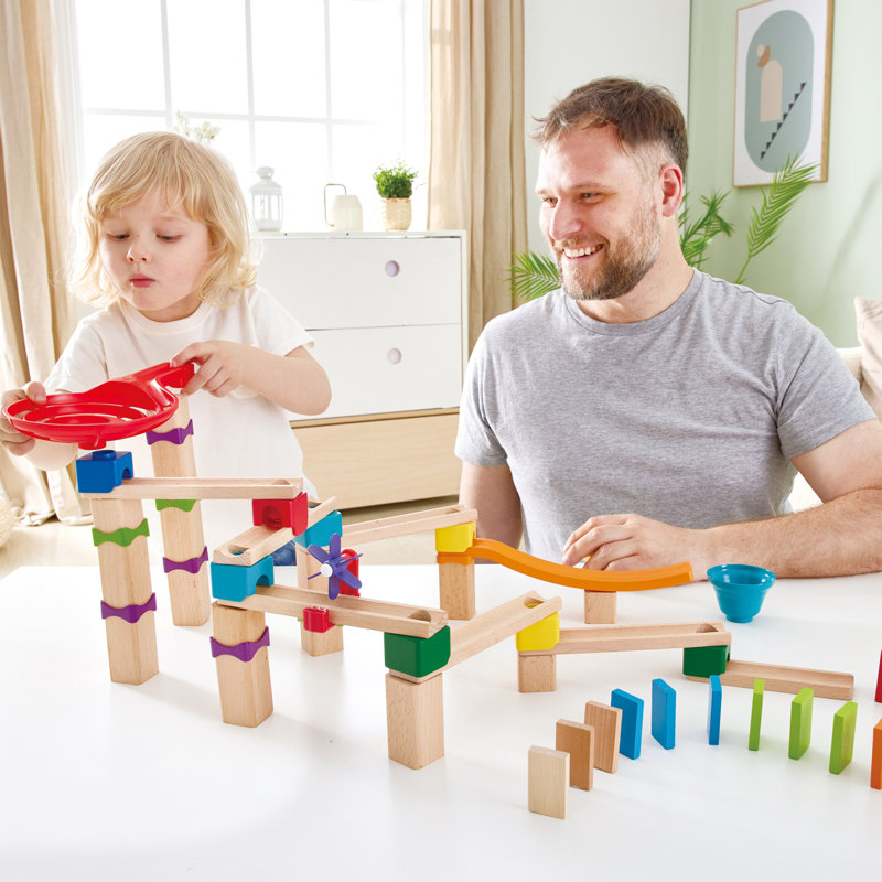 Colorful Wooden Marble Run Racetrack Set with 81 Pieces