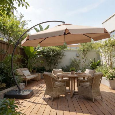  Parasol de patio en porte-à-faux courbé et luxueux avec base stable