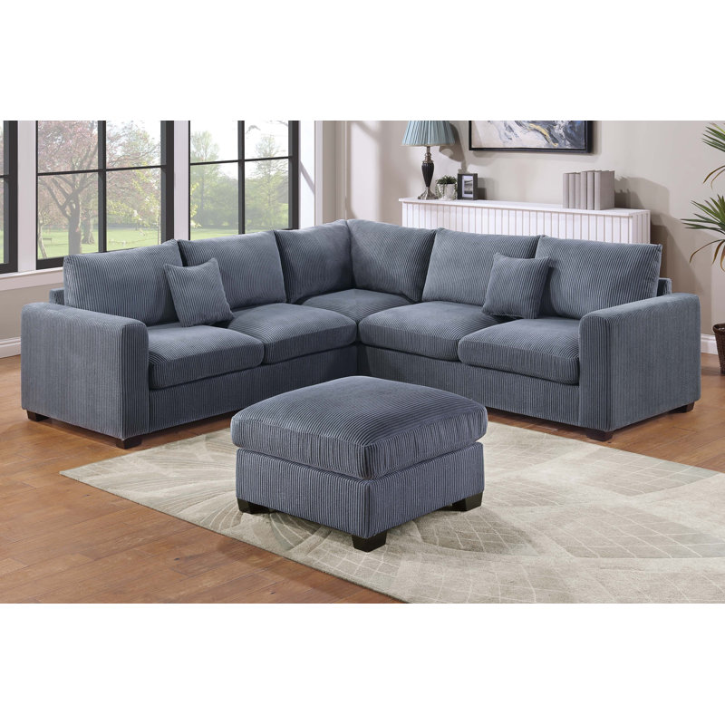 Ensemble modulaire 4 pièces Bobnice, Velours côtelé gris foncé