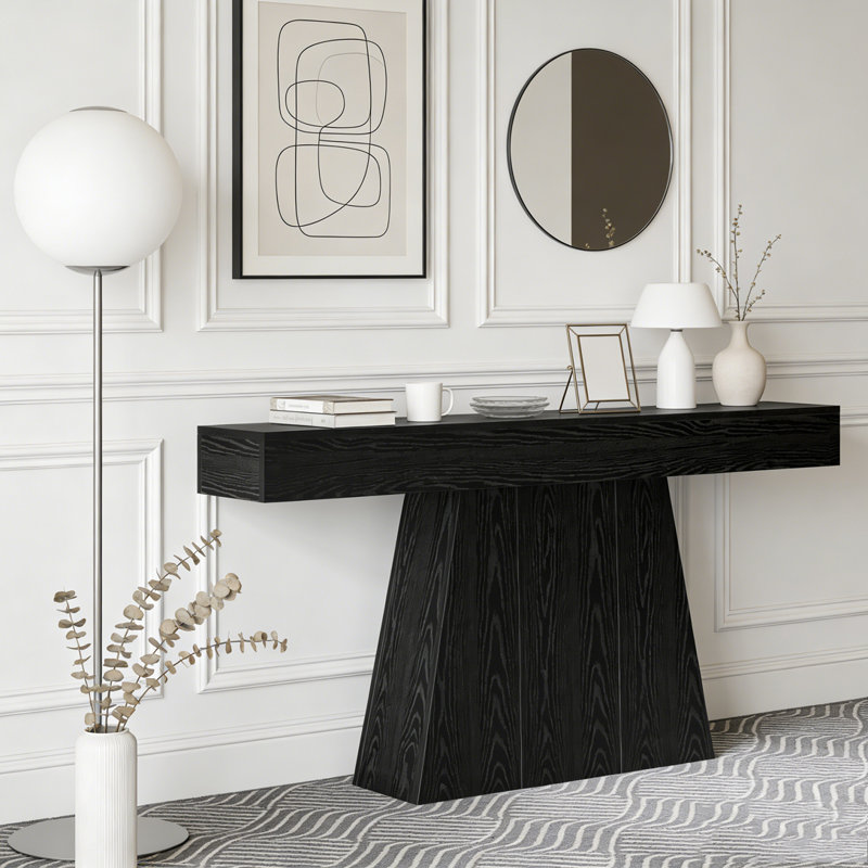 Farmhouse Console Table Entryway Table Sofa Table with Trapezoidal Base