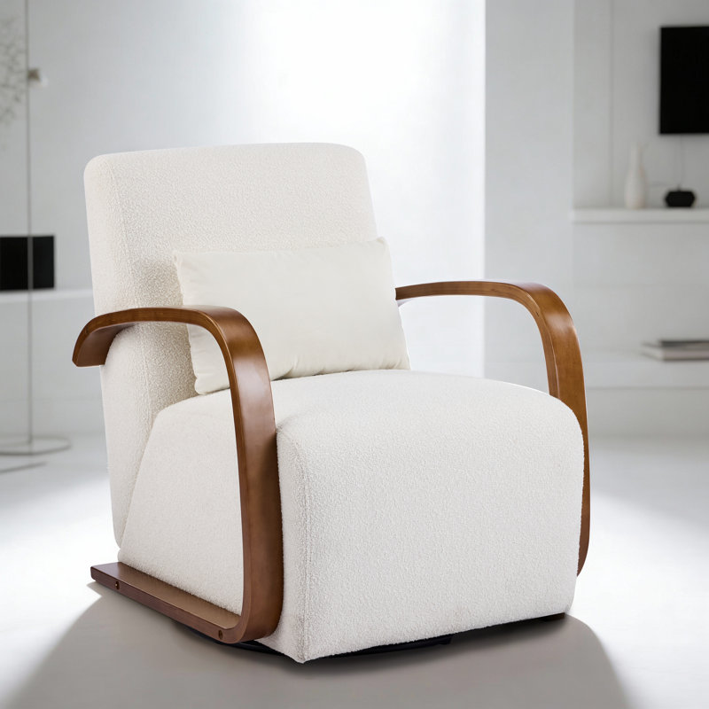 Chaise d'appoint rembourrée pivotante à 360 °, Beige Boucle