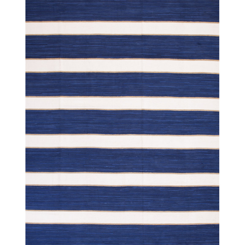 American Hooked Wool Striped Area Rug