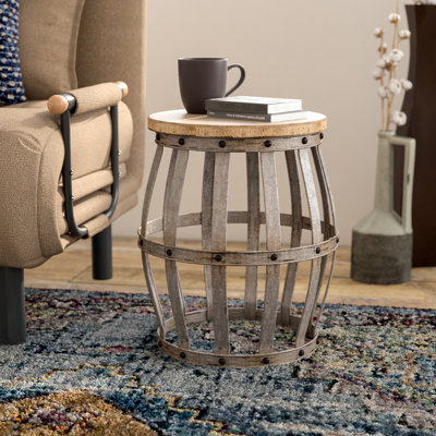 Fayean Solid Wood Top End Table