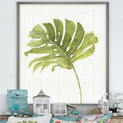 Cadre d’image « leaves vert botanique vii », reproduction d’art sur toile