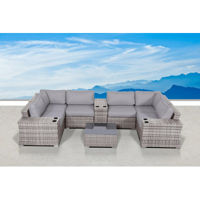 Ensemble de conversation modulaire avec coussins 10 pièces Saffi