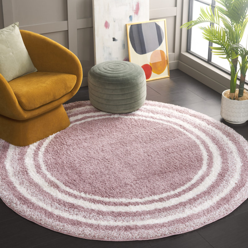 Tapis à rayures Kyrece, Rond 6 pi 7 po