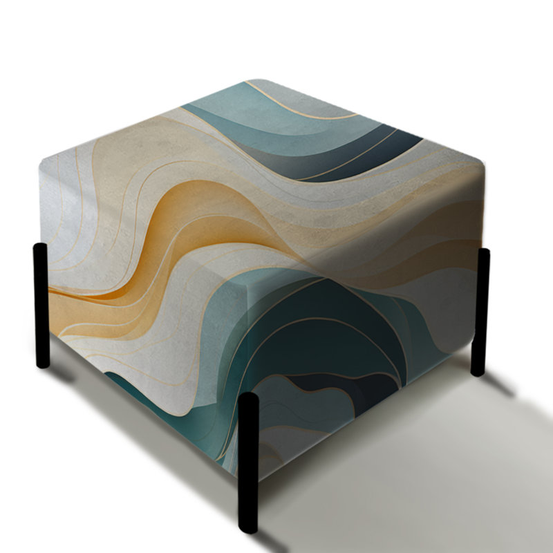 Coastal Reflections - Repose-pieds carré abstrait