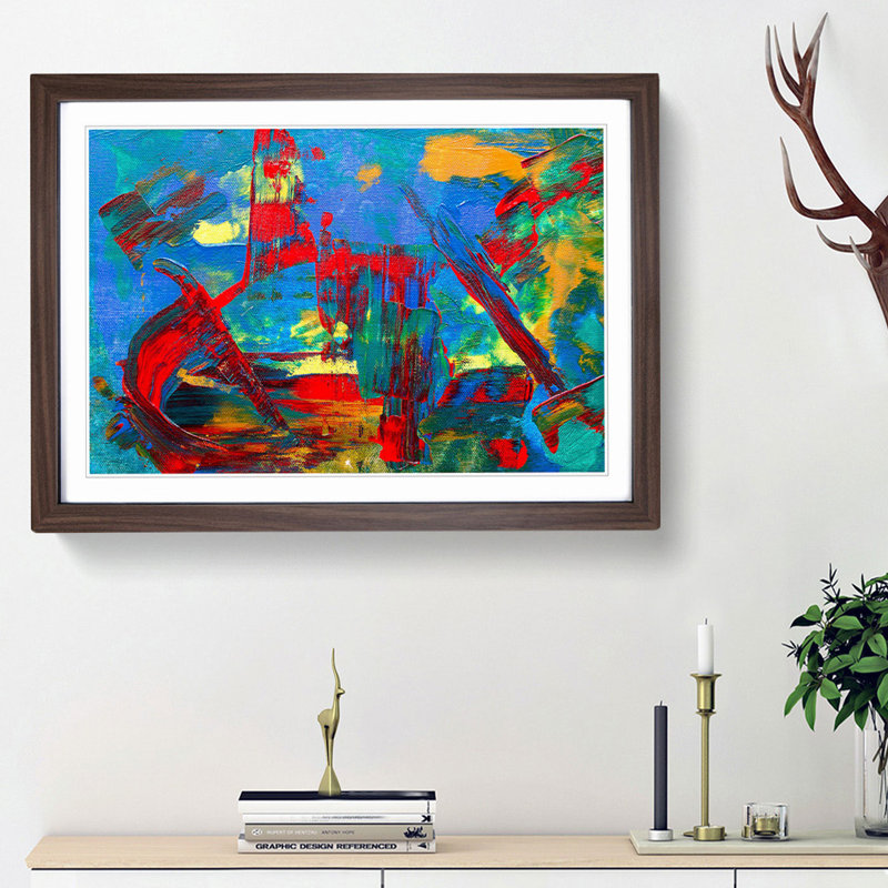 Abstract Art Painting Vol.296 by S.Johnson - Framed Print, Walnut Framed, 62cm H x 87cm W x 2cm D